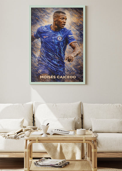 Moises Caicedo Chelsea Action Poster Canvas & Print – AI PRINT LAB