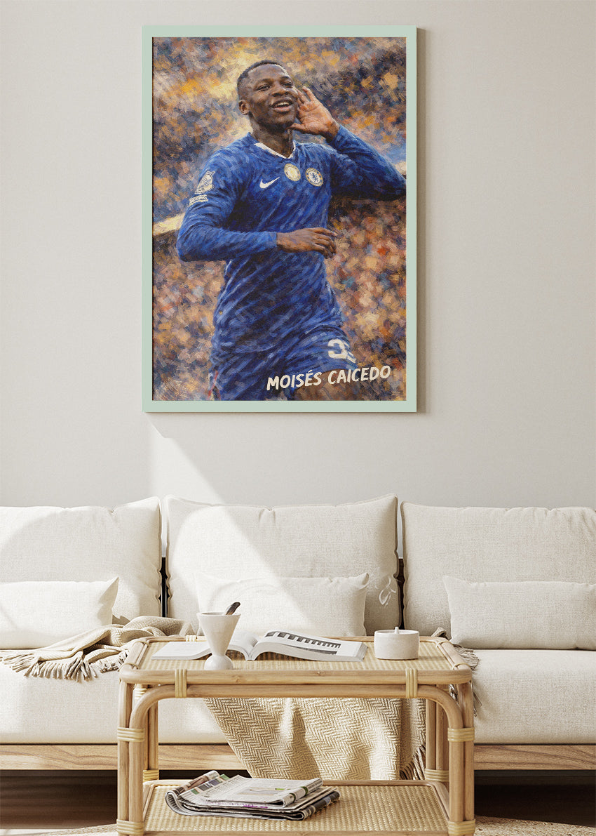 Moises Caicedo Chelsea Football Poster Canvas & Print – AI PRINT LAB