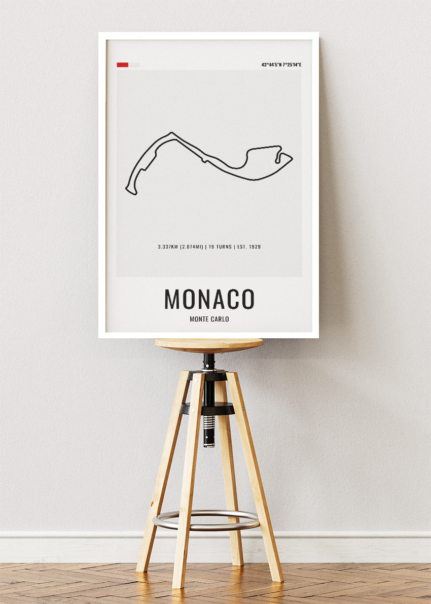 Monaco Formula One Circuit Map Poster & Canvas | Monte Carlo Motorsport Wall Art