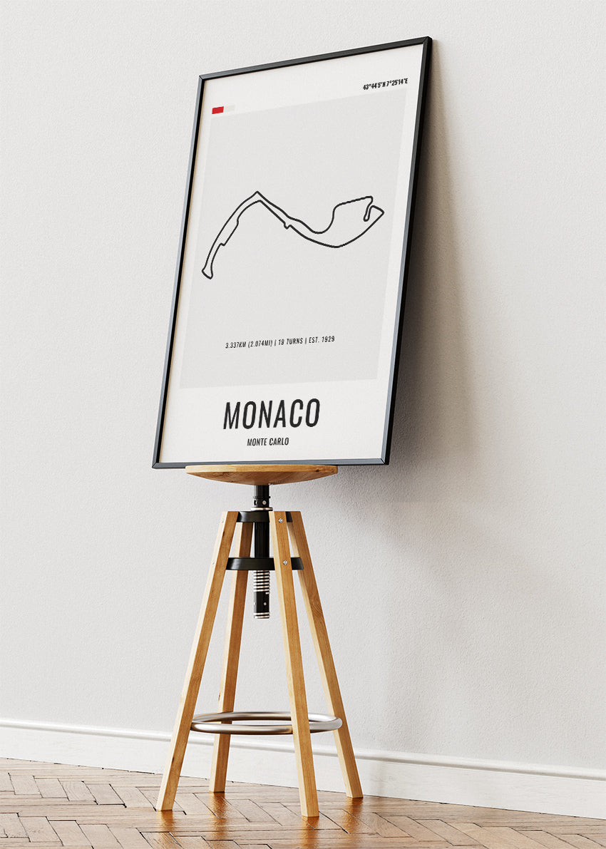 Monaco Formula One Circuit Map Poster & Canvas | Monte Carlo Motorsport Wall Art