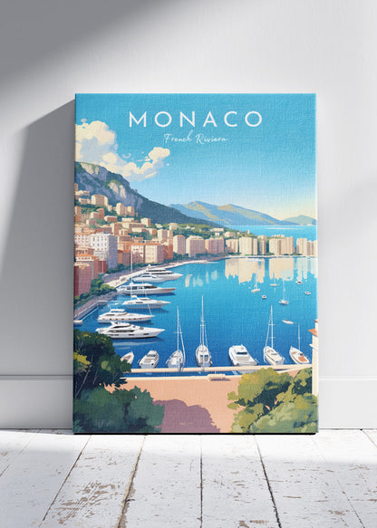 Monaco French Riviera Poster & Canvas Print – Luxury Coastal Travel Art
