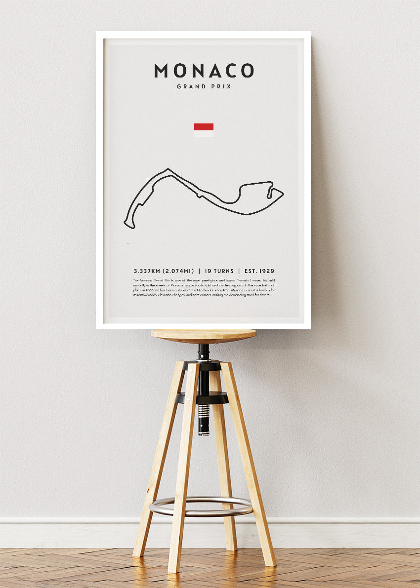 Monaco Grand Prix Circuit Map Poster & Canvas Print | Minimal Motorsport Wall Art