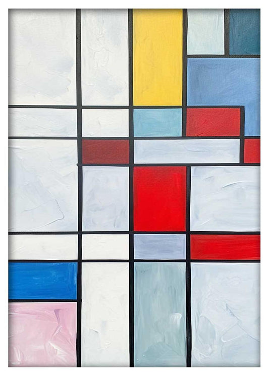 Mondrian-Style Abstract Grid Canvas Print – T503 – AiPrintLab