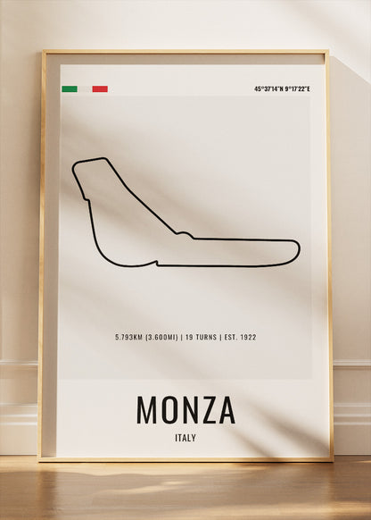 Monza Formula One Circuit Map Poster & Canvas | Italy Motorsport Wall Art