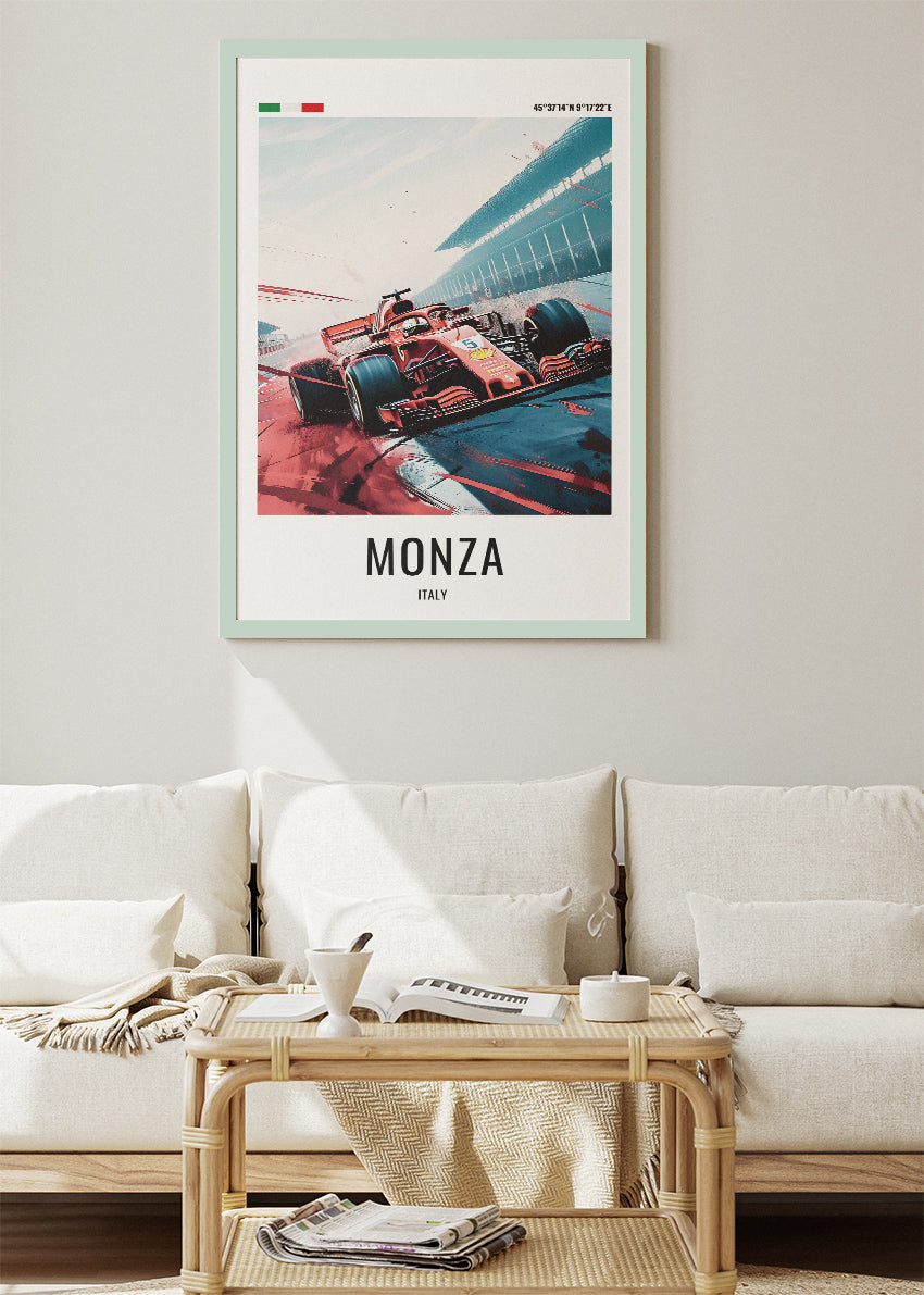 Monza Italy Formula Racing Poster & Canvas Print | Iconic Motorsport Wall Art