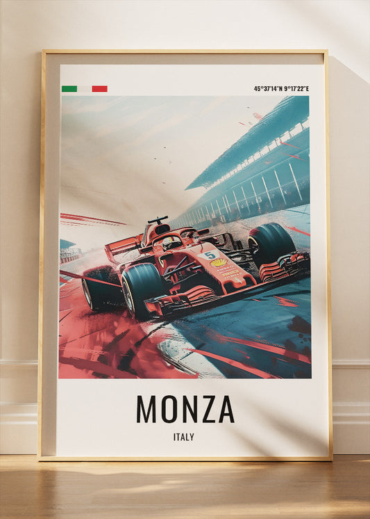 Monza Italy Formula Racing Poster & Canvas Print | Iconic Motorsport Wall Art
