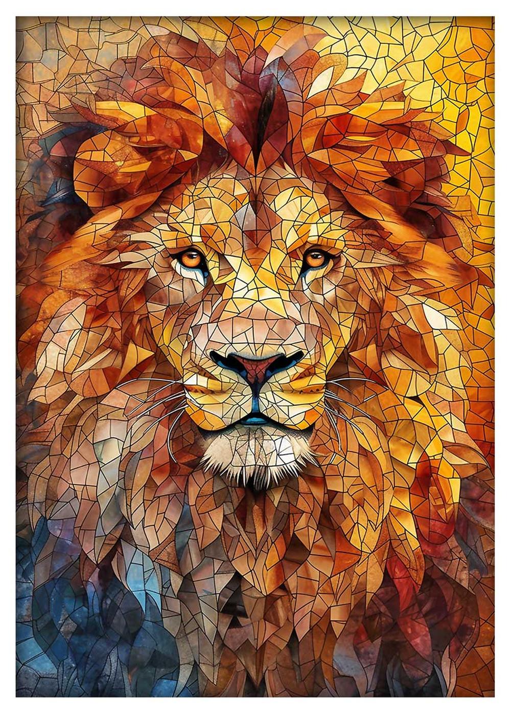 Mosaic Lion Portrait Poster & Canvas Wall Art – T779 – AiPrintLab