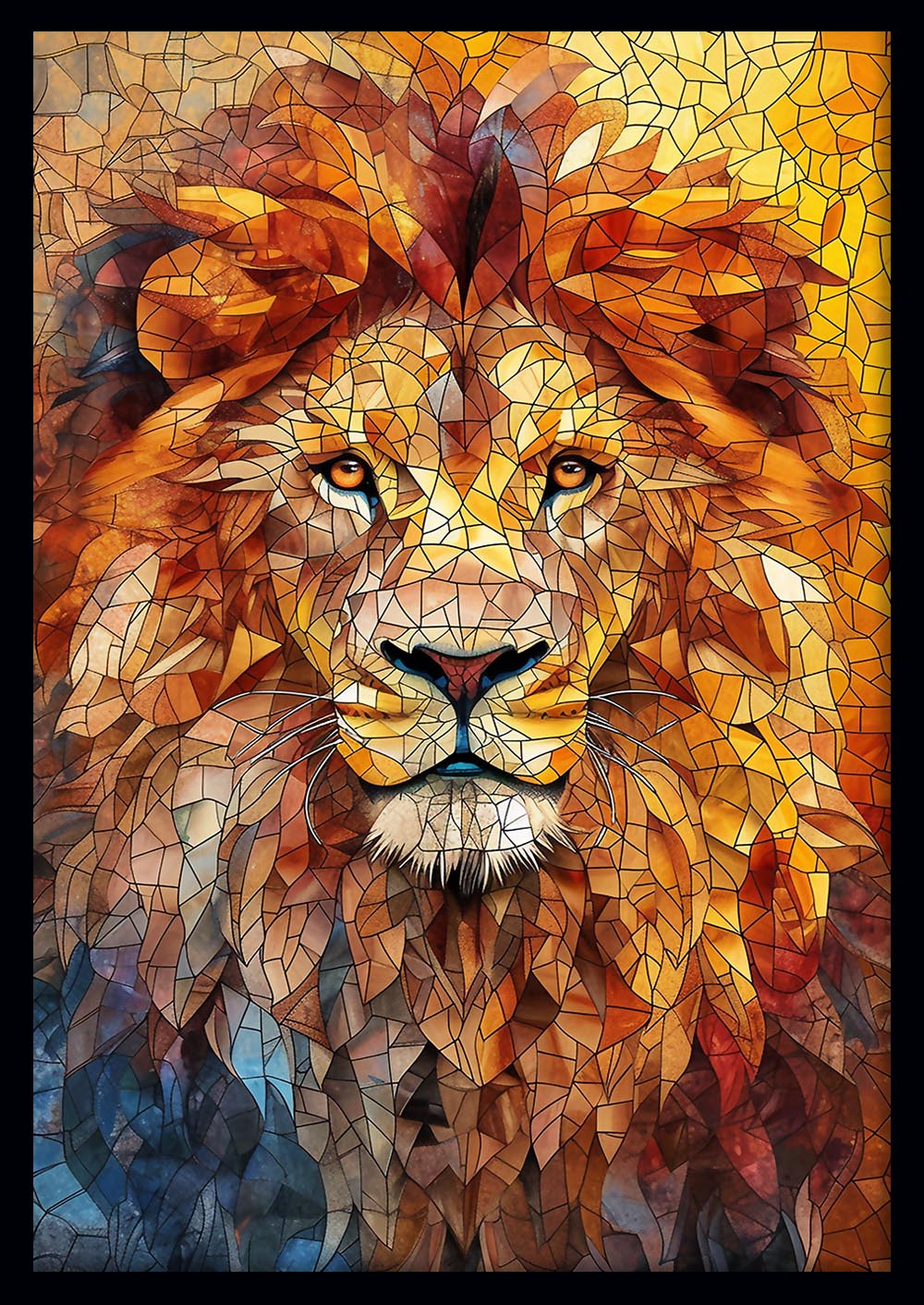 Mosaic Lion Portrait Poster & Canvas Wall Art – T779 – AiPrintLab