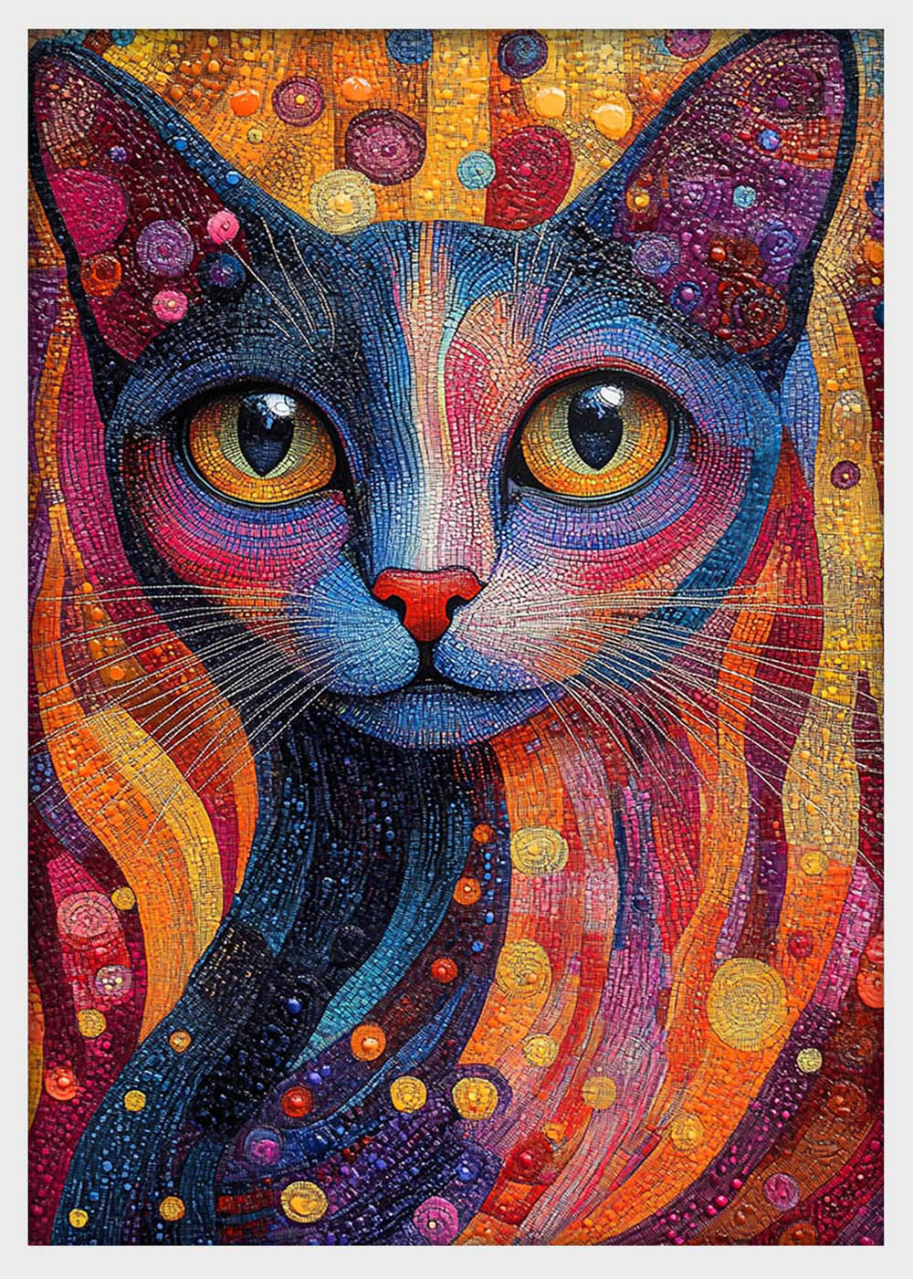 Mosaic Cat Canvas Wall Art & Poster Print | Colorful Abstract Feline Design – T1357 – Aiprintlab