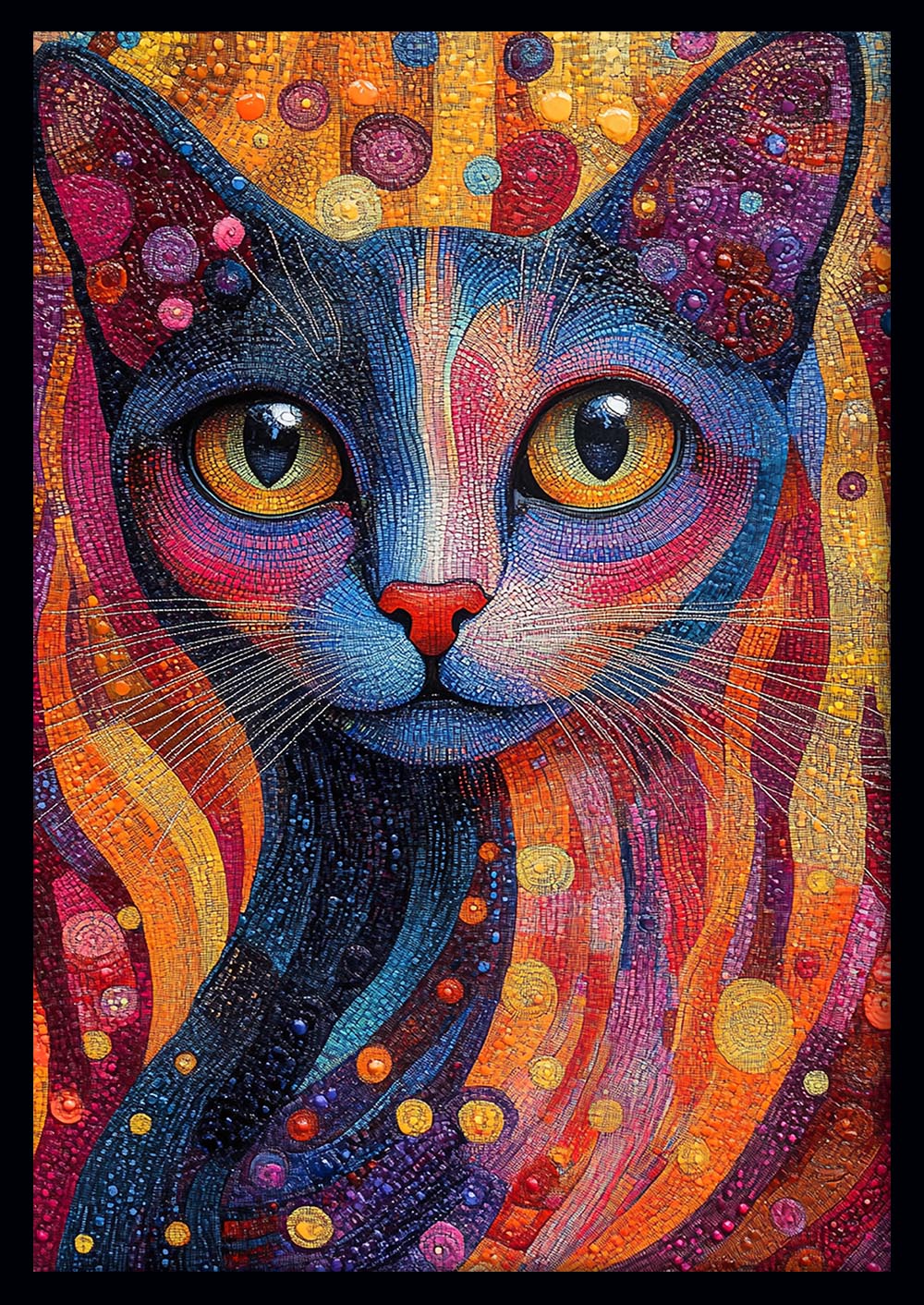 Mosaic Cat Canvas Wall Art & Poster Print | Colorful Abstract Feline Design – T1357 – Aiprintlab 1