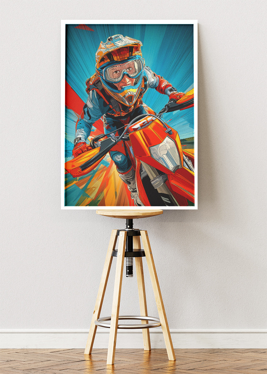 Motocross Rider Action Poster Canvas & Print – AI PRINT LAB