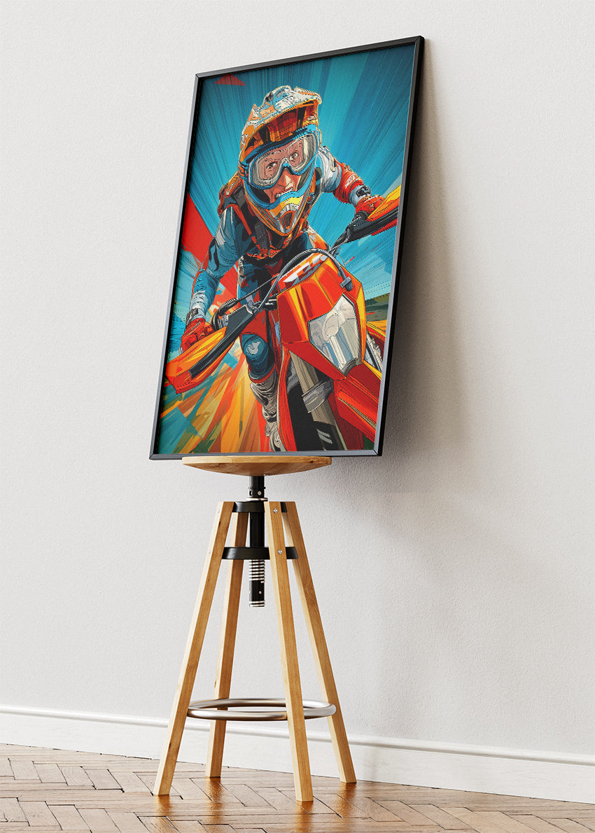 Motocross Rider Action Poster Canvas & Print – AI PRINT LAB