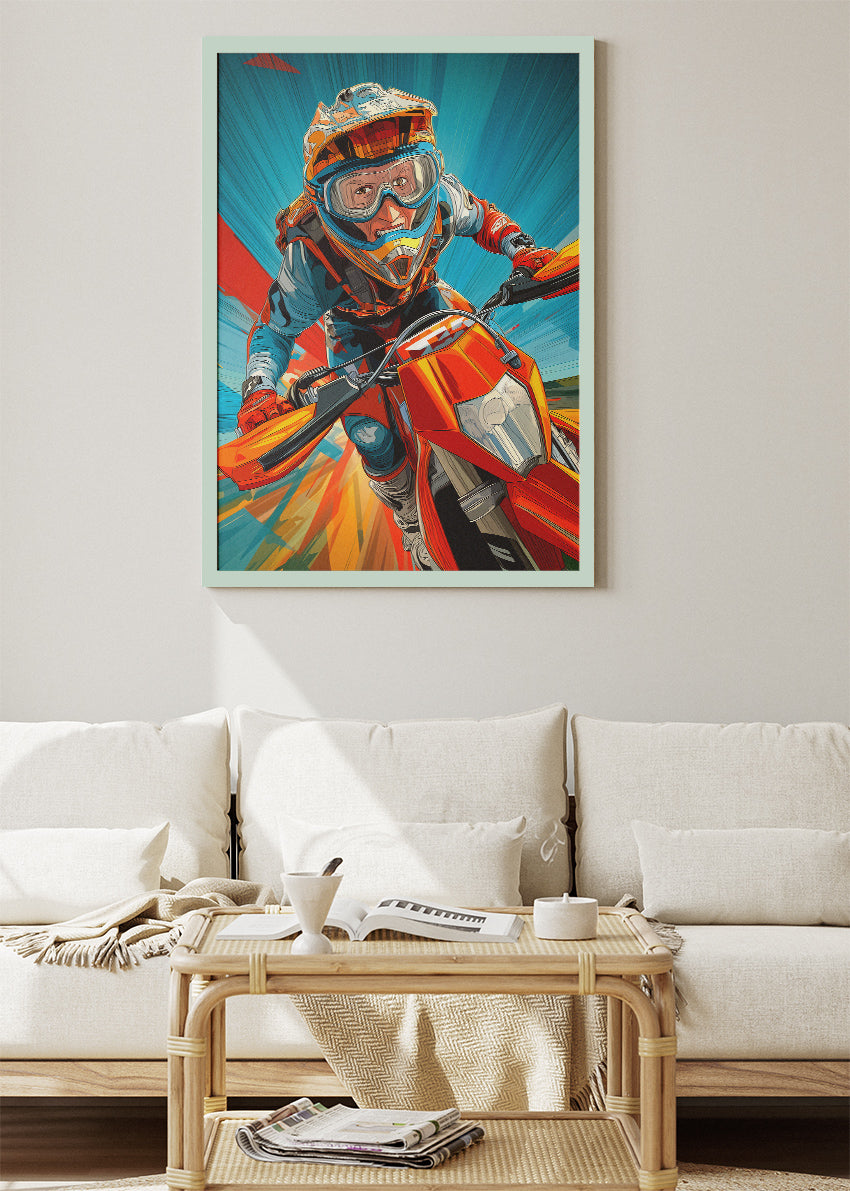 Motocross Rider Action Poster Canvas & Print – AI PRINT LAB