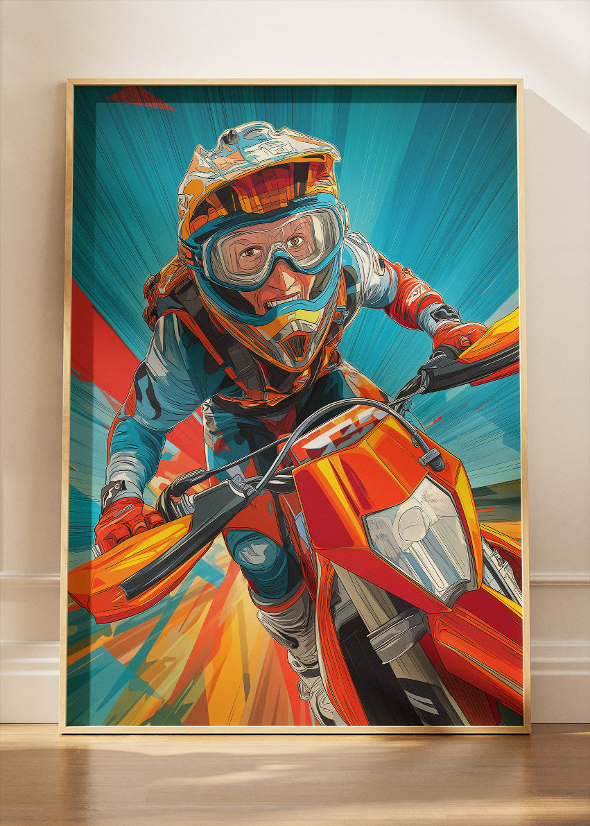 Motocross Rider Action Poster Canvas & Print – AI PRINT LAB