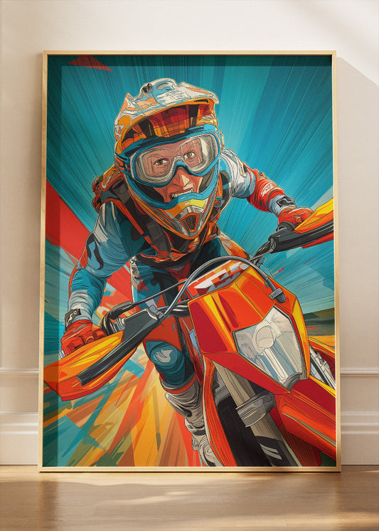 Motocross Rider Action Poster Canvas & Print – AI PRINT LAB