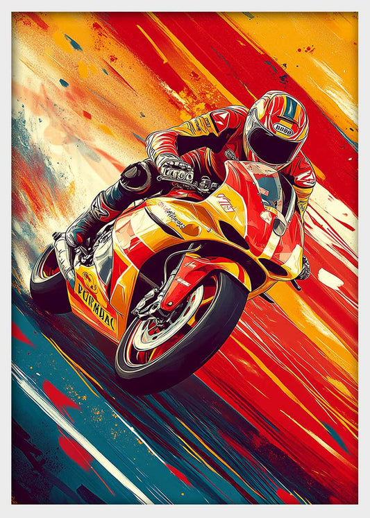 Motorcycle Racer Canvas Wall Art & Poster Print | Dynamic Sportbike Speed Painting – T1342 – Aiprintlab