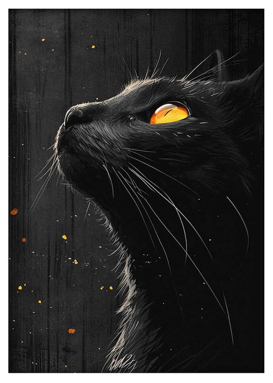 Mystic Black Cat Gaze – Dark Fantasy Canvas Wall Art Print – T965 – AiPrintLab