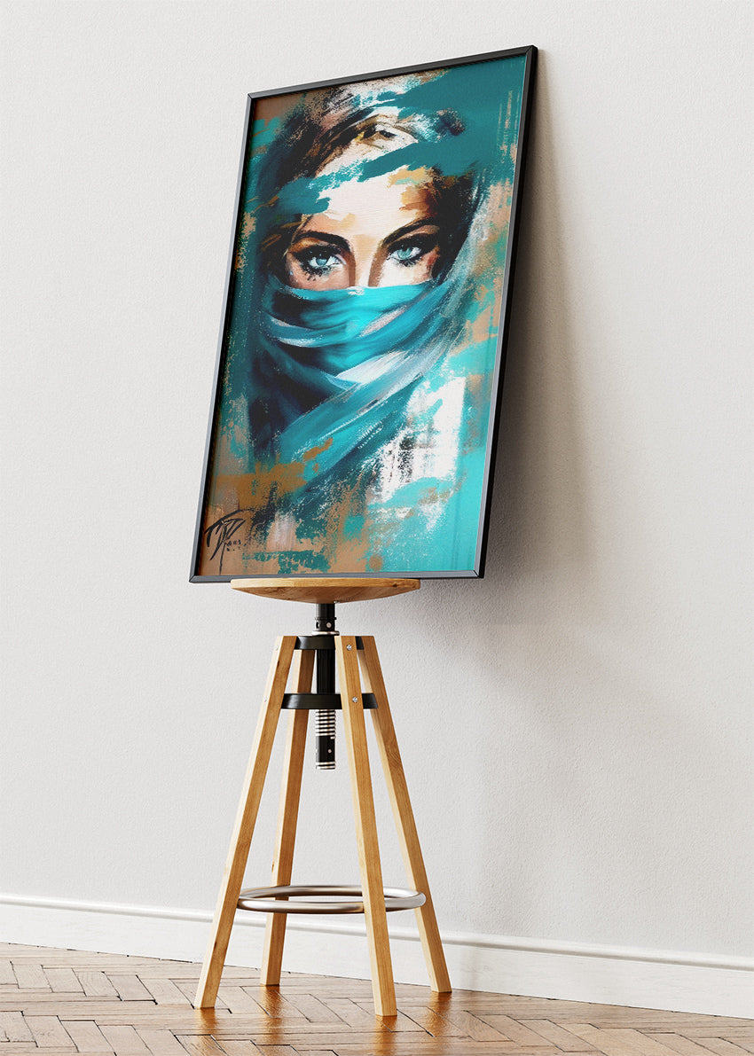 Mystic Teal Eyes Canvas & Poster Print – AI PRINT LAB