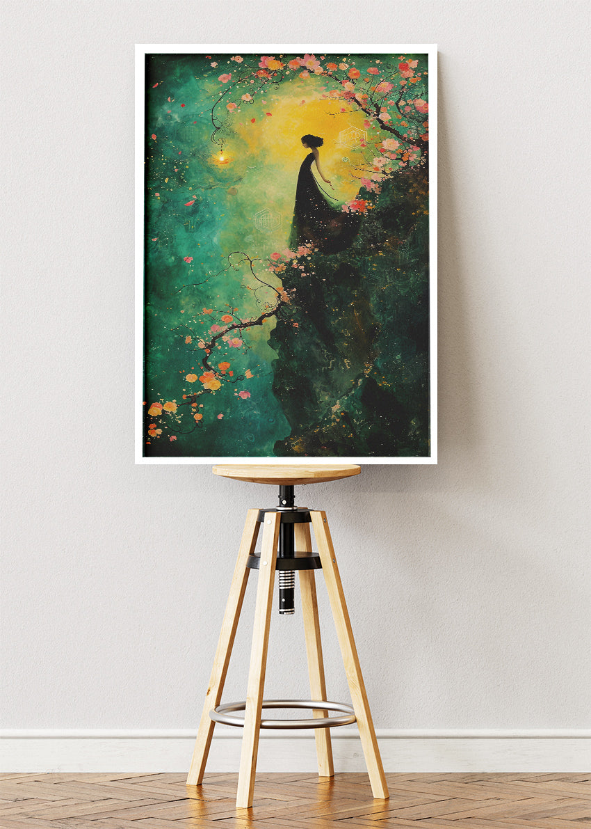 Mystical Floral Silhouette Woman Canvas & Poster Print – AI PRINT LAB