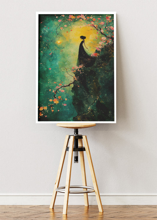 Mystical Floral Silhouette Woman Canvas & Poster Print – AI PRINT LAB