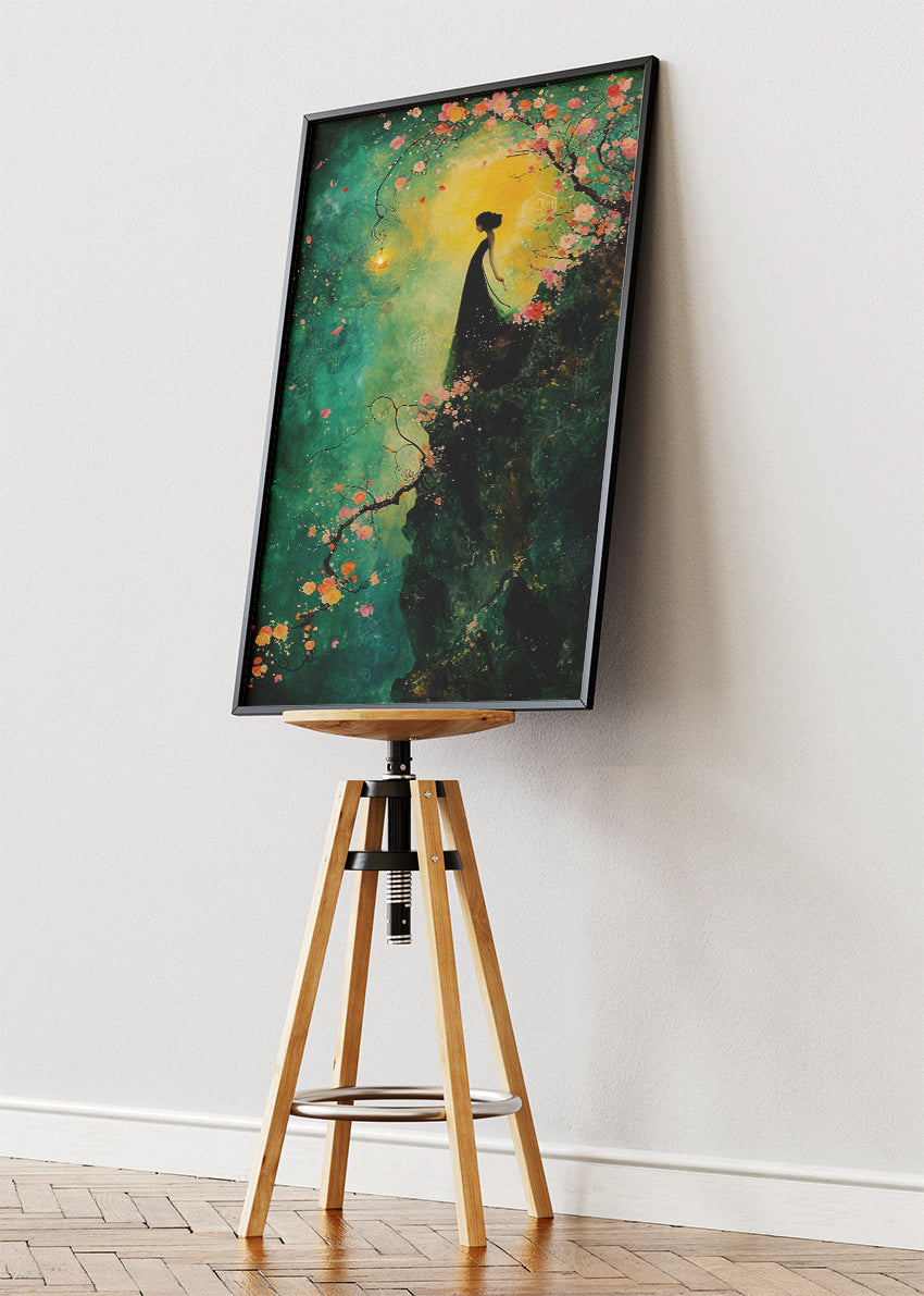Mystical Floral Silhouette Woman Canvas & Poster Print – AI PRINT LAB