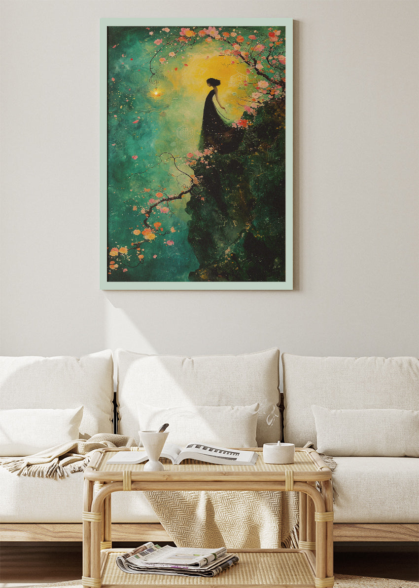 Mystical Floral Silhouette Woman Canvas & Poster Print – AI PRINT LAB