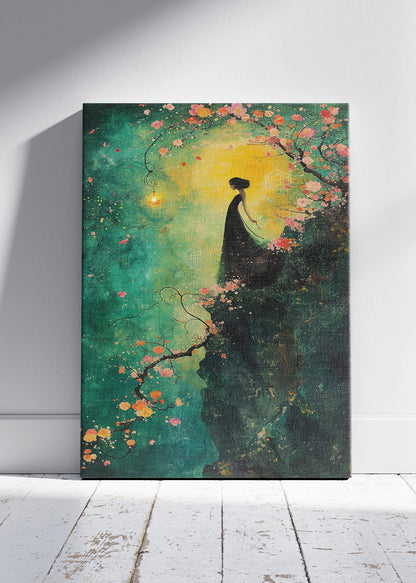 Mystical Floral Silhouette Woman Canvas & Poster Print – AI PRINT LAB