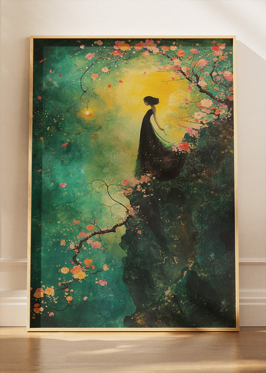 Mystical Floral Silhouette Woman Canvas & Poster Print – AI PRINT LAB