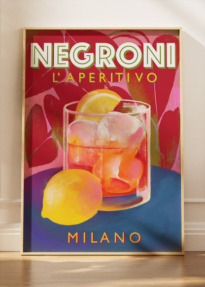 Negroni Aperitivo Cocktail Poster & Canvas Print | Italian Milano Bar Wall Art