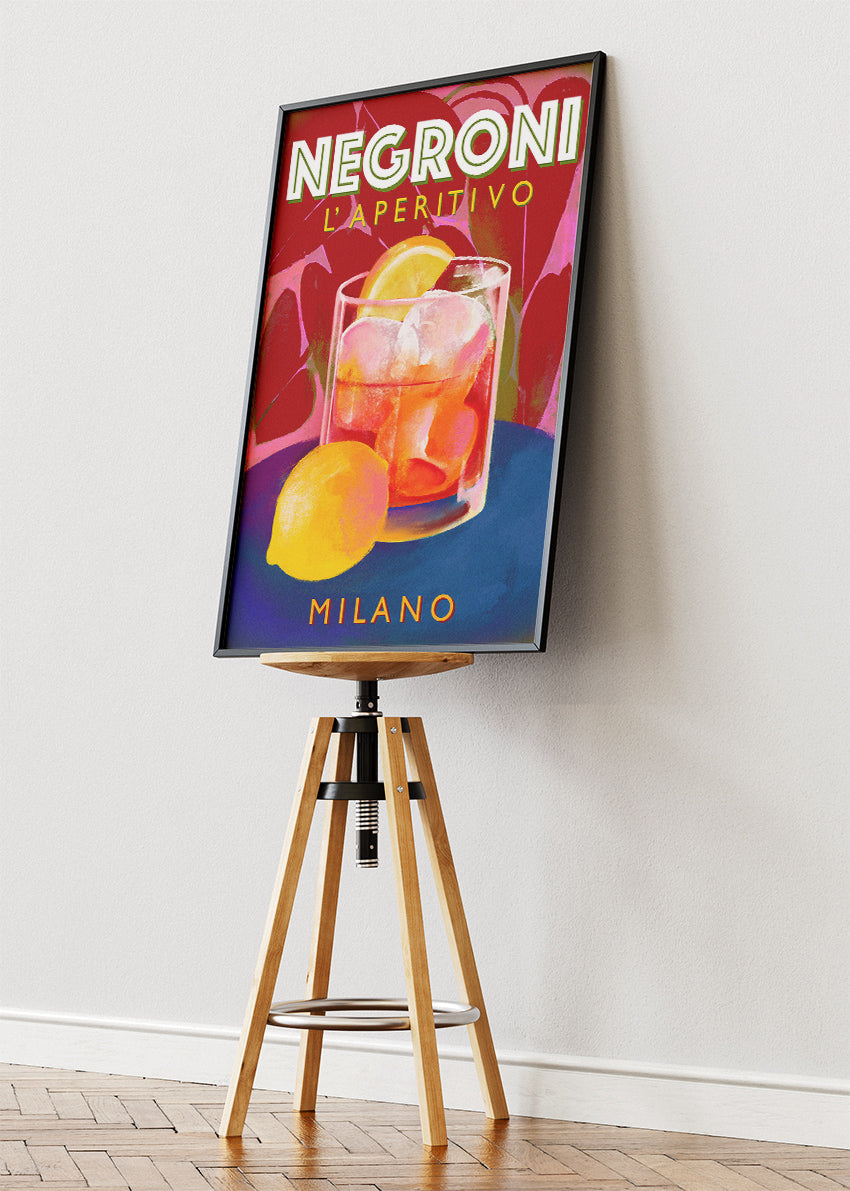 Negroni Aperitivo Cocktail Poster & Canvas Print | Italian Milano Bar Wall Art