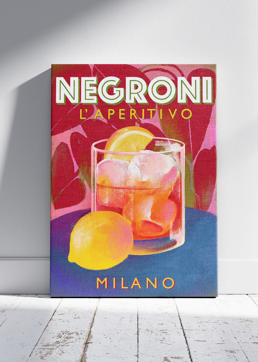 Negroni Aperitivo Cocktail Poster & Canvas Print | Italian Milano Bar Wall Art
