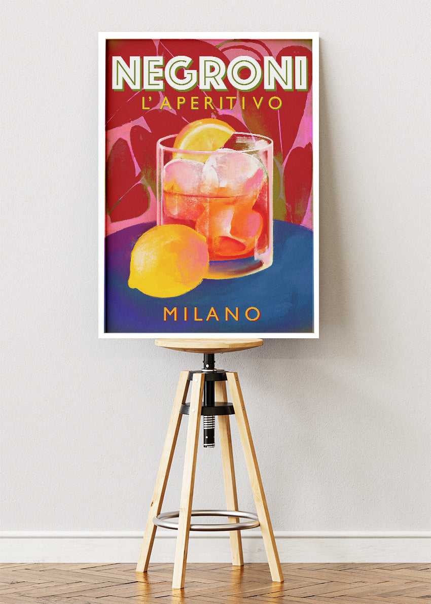 Negroni Aperitivo Cocktail Poster & Canvas Print | Italian Milano Bar Wall Art