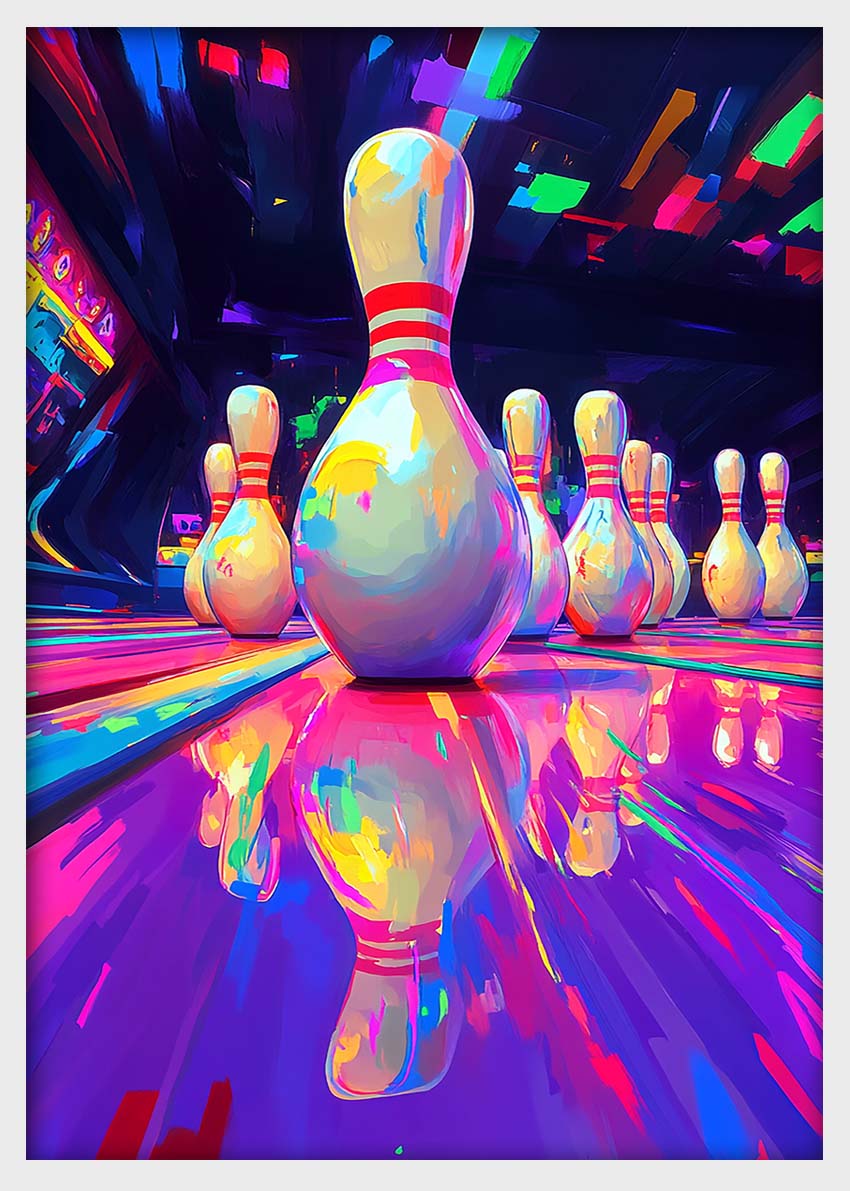 Neon Bowling Alley – Color Pop Sports Canvas & Poster Art – T1422 –
