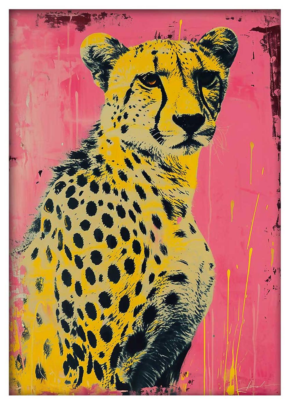 Neon Cheetah – Bold Pop Art Animal Canvas Wall Art – T878 – AiPrintLab