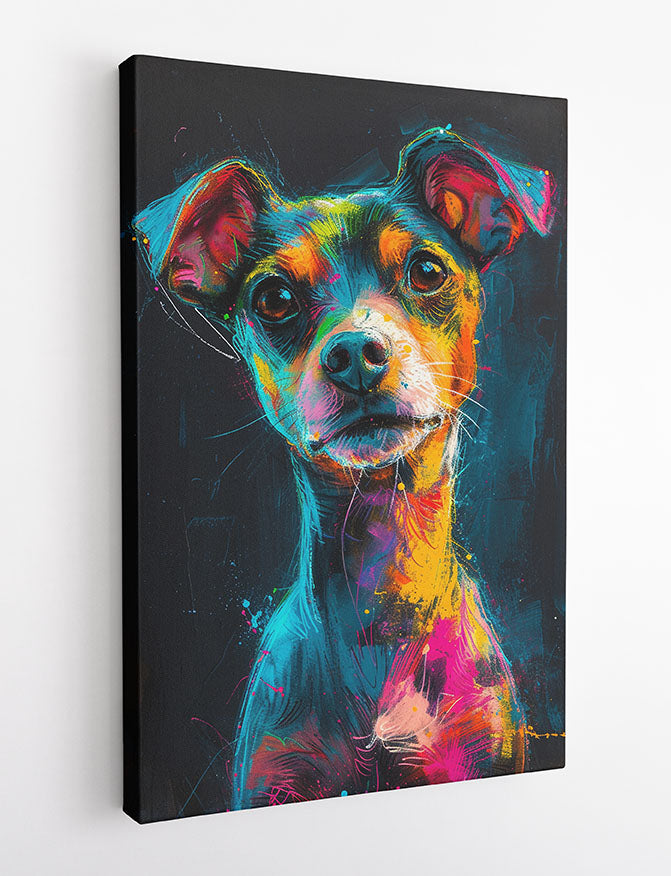 Neon Chihuahua Portrait – Colorful Dog Canvas Wall Art & Poster Print – T1124 – AiPrintLab