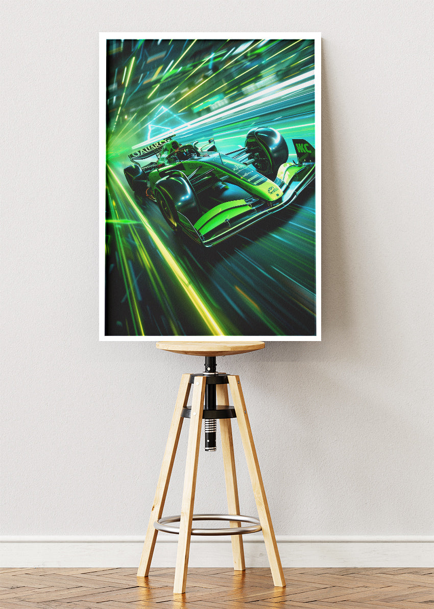 Neon Green Formula 1 Racing Car Poster Canvas & Print – AI PRINT LAB