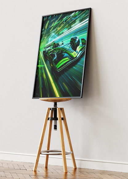 Neon Green Formula 1 Racing Car Poster Canvas & Print – AI PRINT LAB