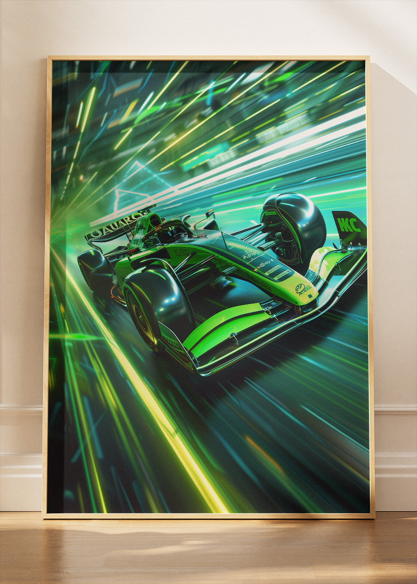 Neon Green Formula 1 Racing Car Poster Canvas & Print – AI PRINT LAB