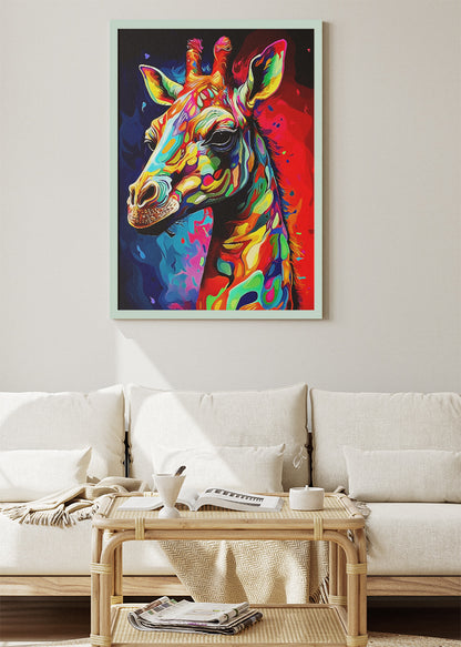 Neon Pop Giraffe Canvas Print & Poster – Colorful Modern Animal Wall Art