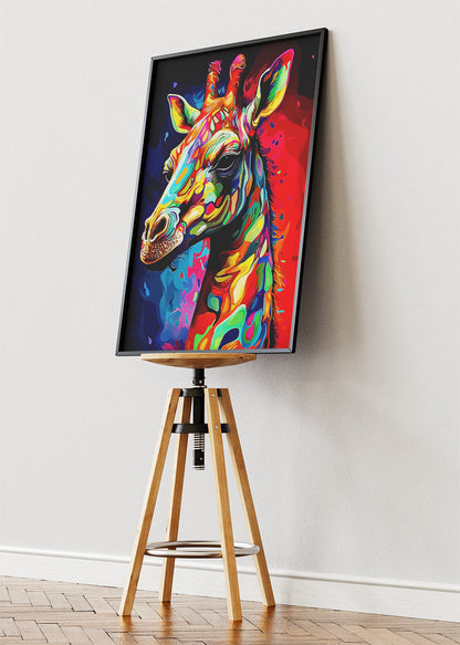 Neon Pop Giraffe Canvas Print & Poster – Colorful Modern Animal Wall Art