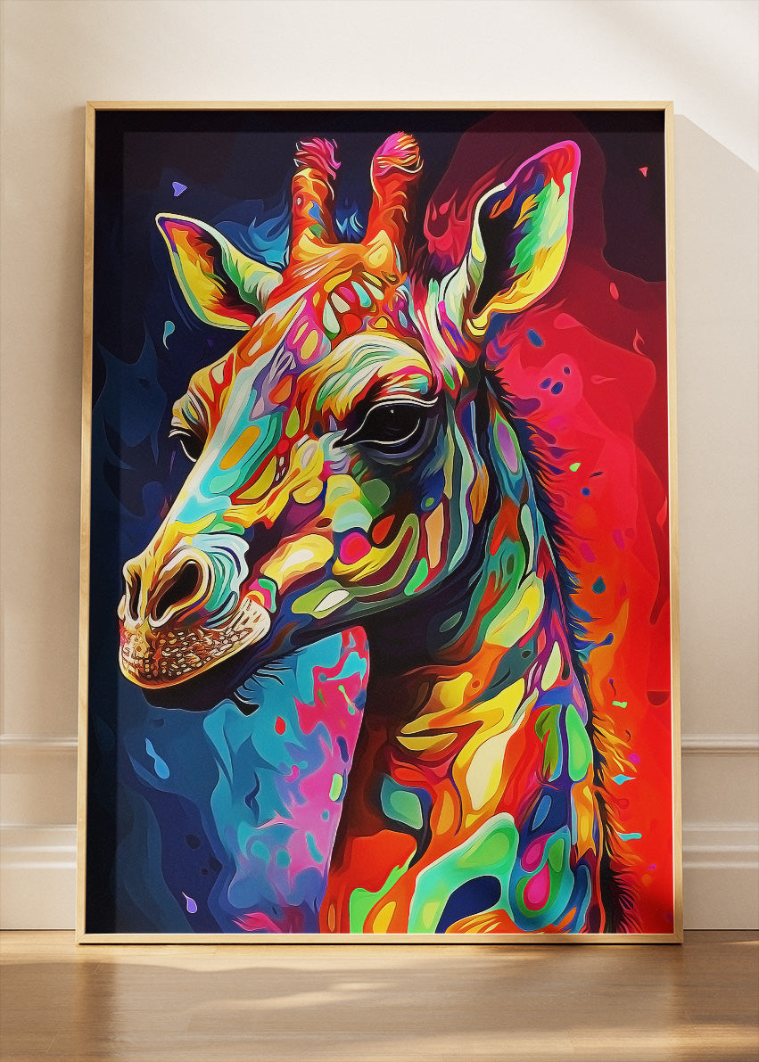 Neon Pop Giraffe Canvas Print & Poster – Colorful Modern Animal Wall Art