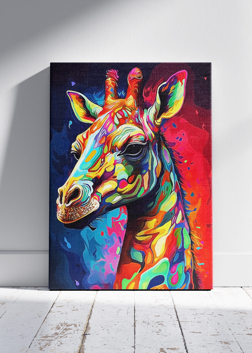 Neon Pop Giraffe Canvas Print & Poster – Colorful Modern Animal Wall Art