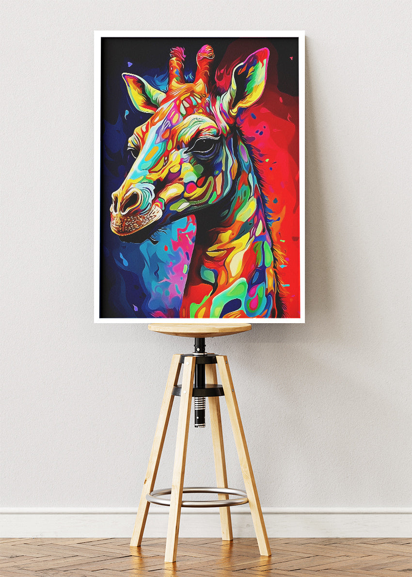 Neon Pop Giraffe Canvas Print & Poster – Colorful Modern Animal Wall Art