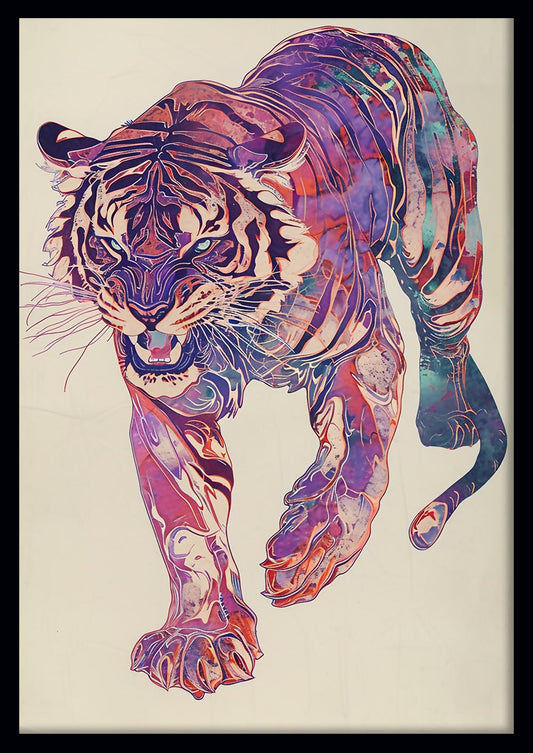 Neon Prowl – Psychedelic Tiger Canvas & Poster Art – T803 – AiPrintLab