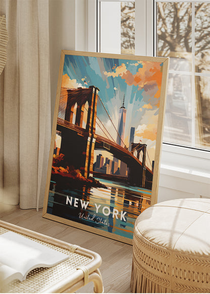 New York Brooklyn Bridge Poster & Canvas Print – Skyline Cityscape Wall Art
