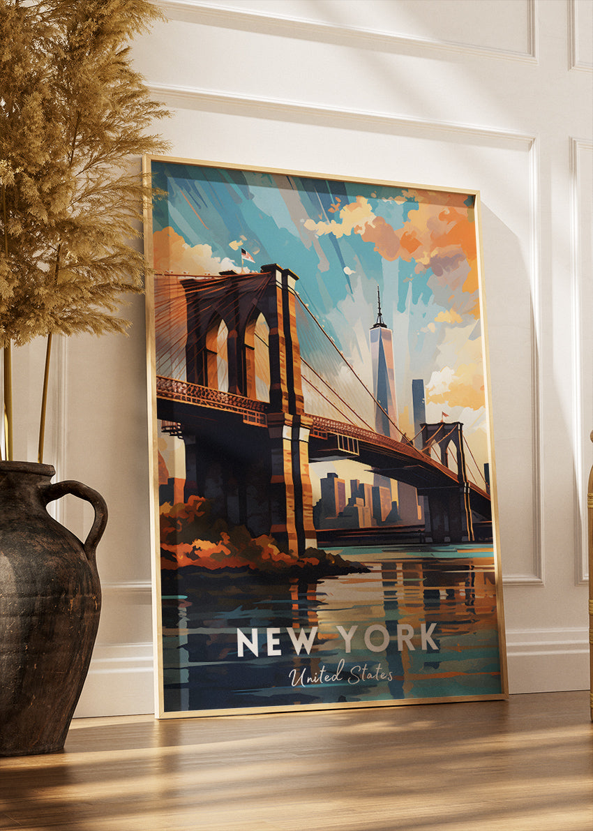 New York Brooklyn Bridge Poster & Canvas Print – Skyline Cityscape Wall Art