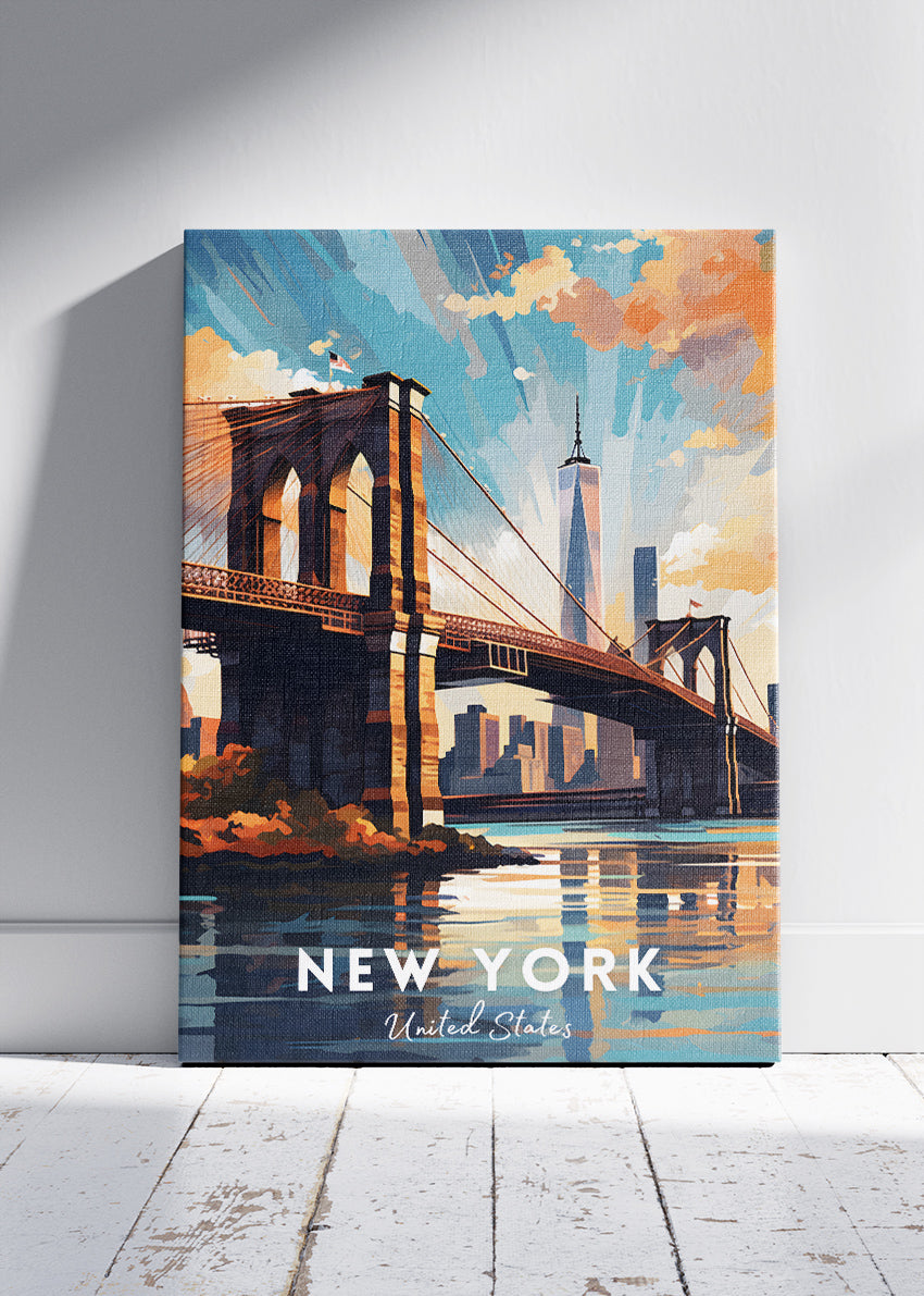 New York Brooklyn Bridge Poster & Canvas Print – Skyline Cityscape Wall Art