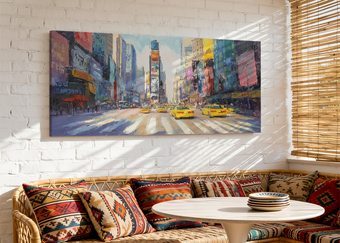 New York City Times Square Canvas Wall Art – Modern Urban Street Single & 3 Panel Canvas