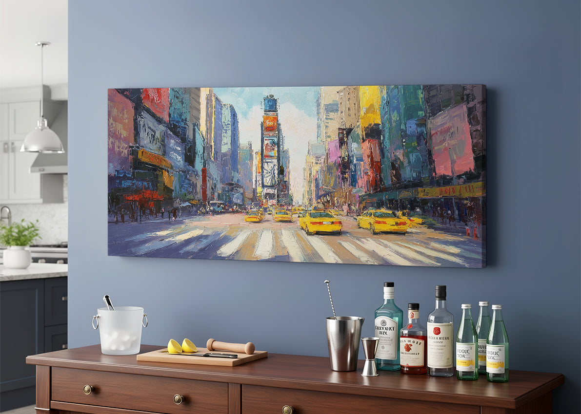 New York City Times Square Canvas Wall Art – Modern Urban Street Single & 3 Panel Canvas