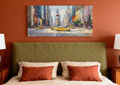 New York Times Square Canvas Wall Art – Yellow Taxi Cityscape Single & 3 Panel Canvas